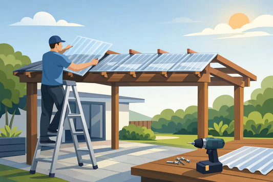 Pergola mit Stegplatten belegen leicht gemacht