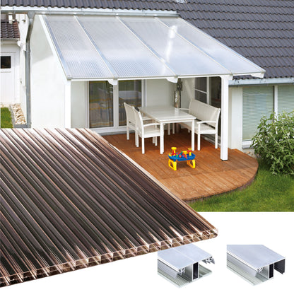 16mm Stegplatten Komplettset Polycarbonat 3-fach bronce - Alu-Gummi-Profil