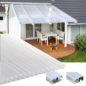 16mm Stegplatten Komplettset Polycarbonat 3-fach opal-weiss - Alu-Gummi-Profil