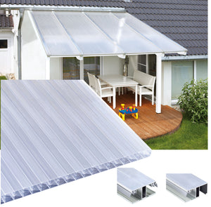 16mm Stegplatten Komplettset Polycarbonat X-Struktur opal-weiss - Alu-Gummi-Profil