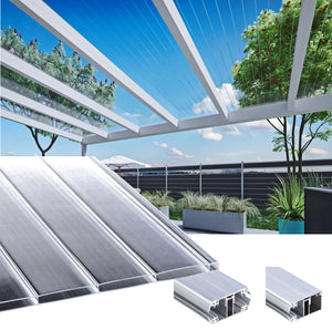 16mm Stegplatten Komplettset Acrylglas VERTICA 96mm klar - Alu-Alu-Profil