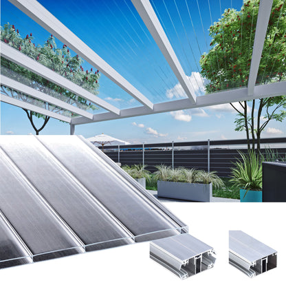 16mm Stegplatten Komplettset Acrylglas VERTICA 96mm klar - Alu-Alu-Profil