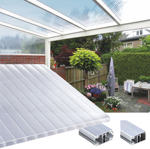 16mm Stegplatten Komplettset Polycarbonat Breitkammer opal-weiss - Alu-Alu-Profil