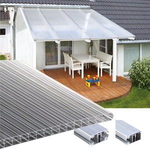 16mm Stegplatten Komplettset Polycarbonat 3-fach klar - Alu-Alu-Profil