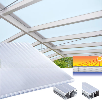 16mm Stegplatten Komplettset Polycarbonat HEATBLOC opal-weiss - Alu-Alu-Profil