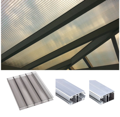 16mm Stegplatten Komplettset Marlon® Premium GRAPHIT Alu-Alu-Profil