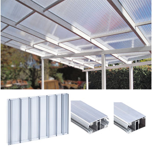 16mm Stegplatten Komplettset Marlon® Premium KLAR Alu-Alu-Profil