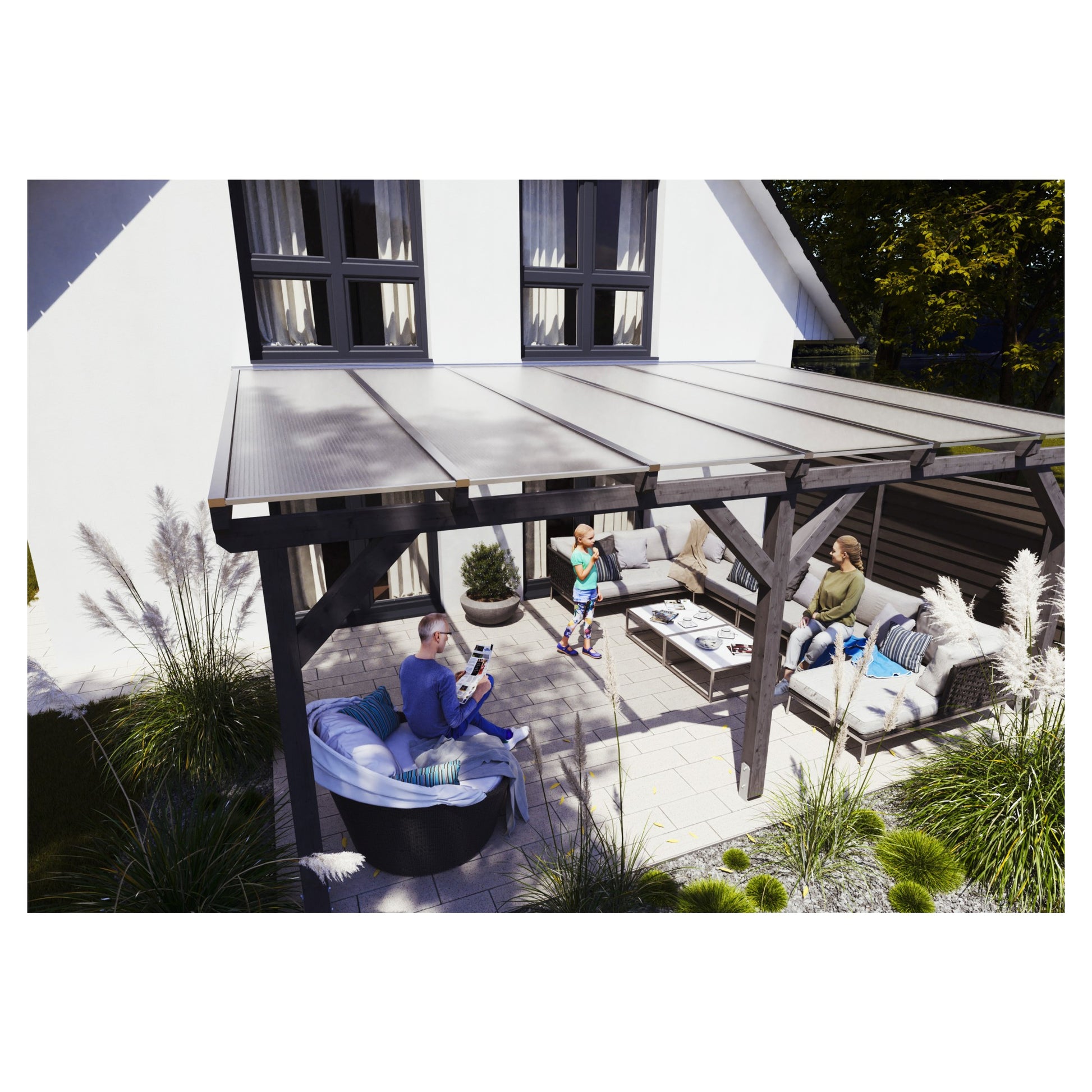 kf-handel.net GmbH-16mm Stegplatten Komplettset Polycarbonat X-Struktur opal-weiß - Alu-Alu-Profil-Stegplatten Komplettset PC opal-weiß-Stegplatten-Guenstig.de