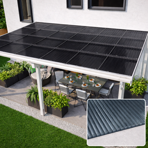 kf-handel.net GmbH-16mm Stegplatten Komplettset Polycarbonat 3-fach graphit - Alu-Alu-Profil-Stegplatten Komplettset PC graphit/anthrazit-Stegplatten-Guenstig.de
