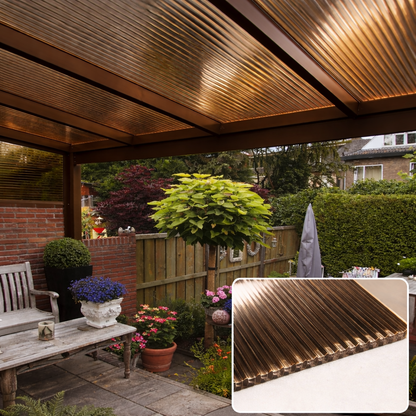 kf-handel.net GmbH-16mm Stegplatten Komplettset Polycarbonat 3-fach bronce - Alu-Gummi-Profil-Stegplatten Komplettset PC bronce-Stegplatten-Guenstig.de