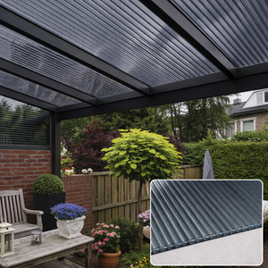kf-handel.net GmbH-16mm Stegplatten Komplettset Polycarbonat 3-fach graphit - Alu-Gummi-Profil-Stegplatten Komplettset PC graphit/anthrazit-Stegplatten-Guenstig.de