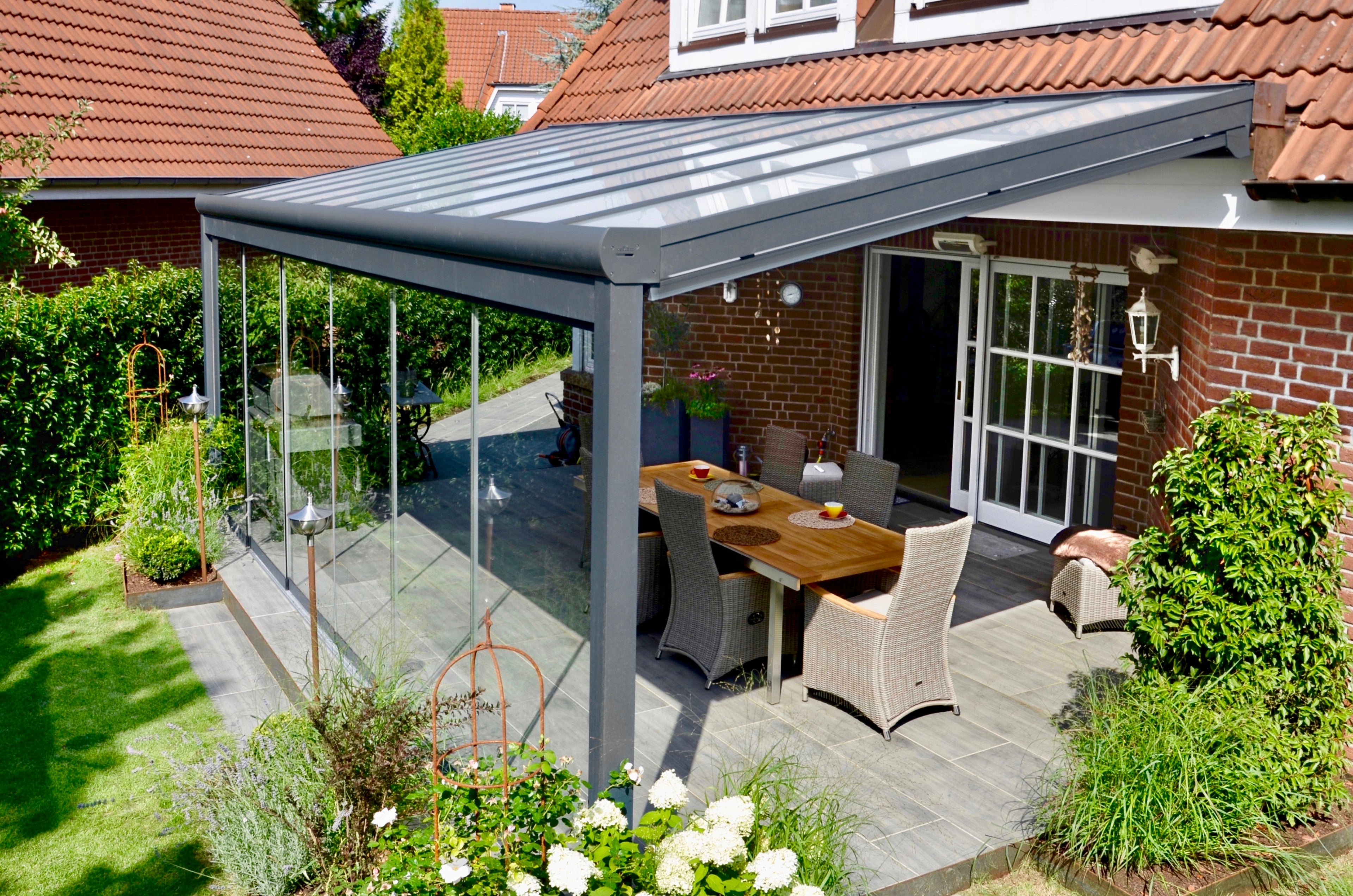 kf-handel.net GmbH-16mm Stegplatten Komplettset Polycarbonat Breitkammer graphit - Alu-Alu-Profil-Stegplatten Komplettset PC graphit/anthrazit-Stegplatten-Guenstig.de
