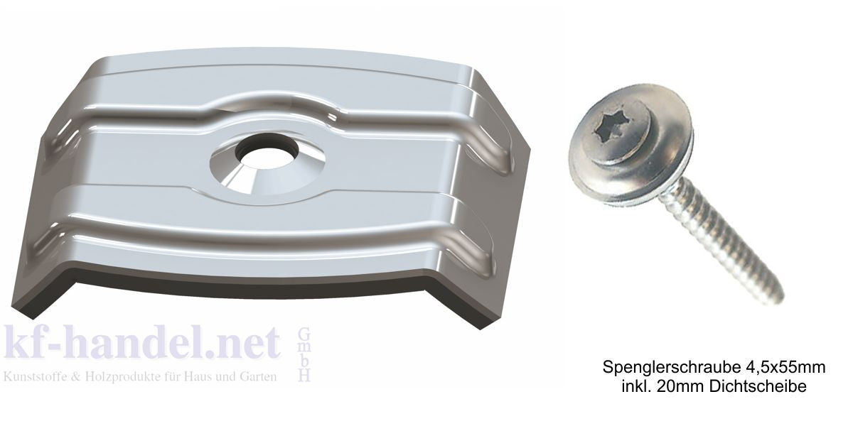 ALU Kalotten Set für Trapezprofil 76/18 inkl. 4,5x55mm Schrauben (je 100 Stück)