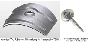 ALU Kalotten Set für Sinusprofil 76/18 inkl. 4,5x55mm Schrauben (je 100 Stück)