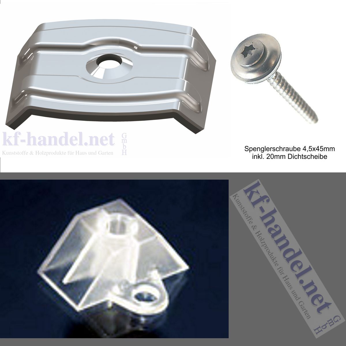 Kalotten - Abstandhalter - 4,5x45mm Spenglerschrauben - SET - Trapez 76/18 (je 100 Stück)