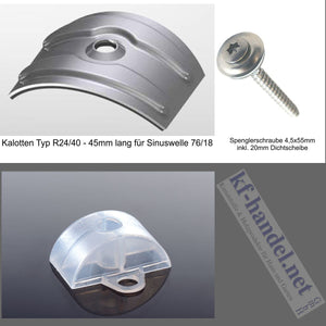 Kalotten - Abstandhalter - 4,5x55mm Spenglerschrauben - SET - Welle 76/18 (je 100 Stück)