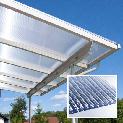 kf-handel.net GmbH-16mm Stegplatten Komplettset Polycarbonat 3-fach klar - Alu-Gummi-Profil-Stegplatten Komplettset PC klar-Stegplatten-Guenstig.de