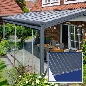 kf-handel.net GmbH-16mm Stegplatten Komplettset Polycarbonat Breitkammer graphit - Alu-Alu-Profil-Stegplatten Komplettset PC graphit/anthrazit-Stegplatten-Guenstig.de