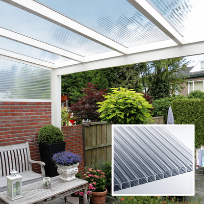 kf-handel.net GmbH-16mm Stegplatten Komplettset Polycarbonat Breitkammer klar - Alu-Alu-Profil-Stegplatten Komplettset PC klar-Stegplatten-Guenstig.de