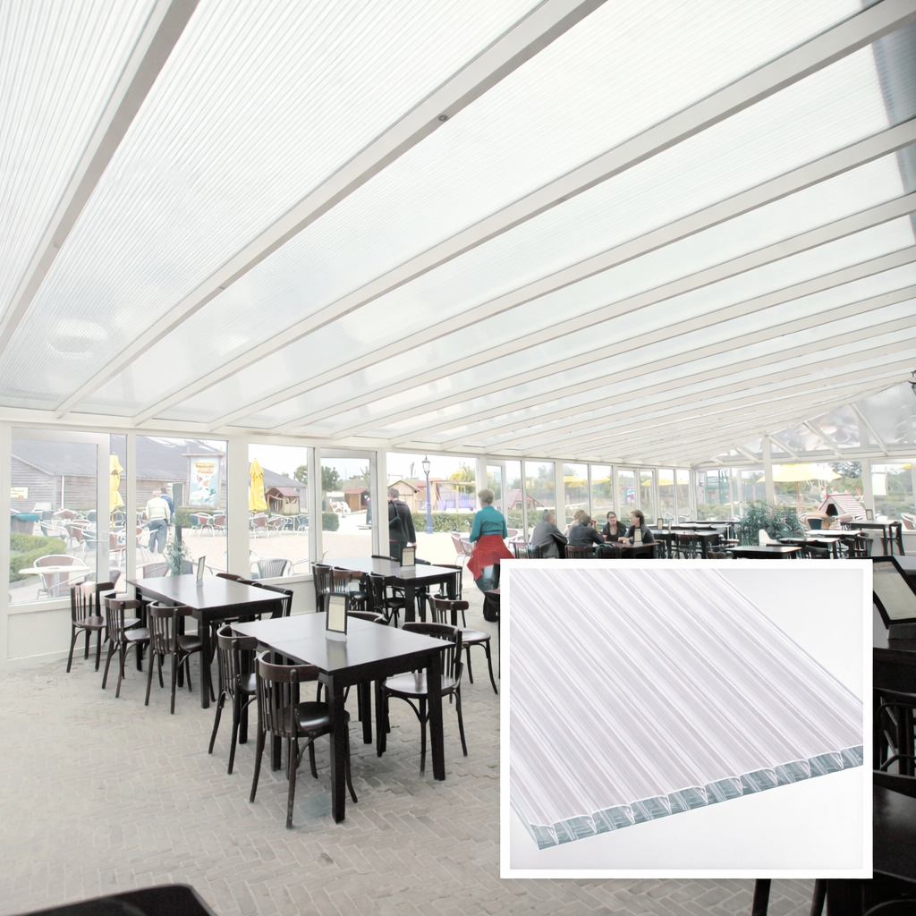 kf-handel.net GmbH-16mm Stegplatten Komplettset Polycarbonat Breitkammer opal-weiss - Alu-Alu-Profil-Stegplatten Komplettset PC opal-weiß-Stegplatten-Guenstig.de