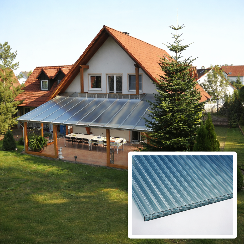 kf-handel.net GmbH-16mm Stegplatten Komplettset Polycarbonat X-Struktur graphit - Alu-Alu-Profil-Stegplatten Komplettset PC graphit/anthrazit-Stegplatten-Guenstig.de