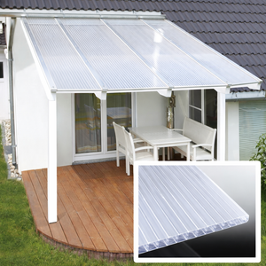 kf-handel.net GmbH-16mm Stegplatten Komplettset Polycarbonat X-Struktur opal-weiss - Alu-Gummi-Profil-Stegplatten Komplettset PC opal-weiß-Stegplatten-Guenstig.de