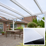 kf-handel.net GmbH-16mm Stegplatten Komplettset Polycarbonat HEATBLOC opal-weiss - Alu-Alu-Profil-Stegplatten Komplettset PC opal-weiß-Stegplatten-Guenstig.de