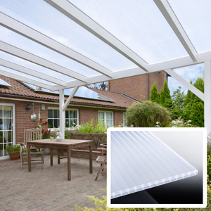 kf-handel.net GmbH-16mm Stegplatten Komplettset Polycarbonat HEATBLOC opal-weiss - Alu-Alu-Profil-Stegplatten Komplettset PC opal-weiß-Stegplatten-Guenstig.de