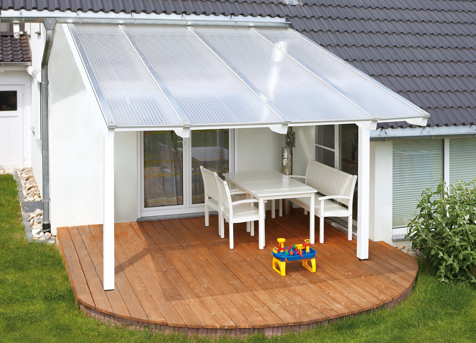 kf-handel.net GmbH-16mm Stegplatten Komplettset Polycarbonat X-Struktur opal-weiss - Alu-Gummi-Profil-Stegplatten Komplettset PC opal-weiß-Stegplatten-Guenstig.de