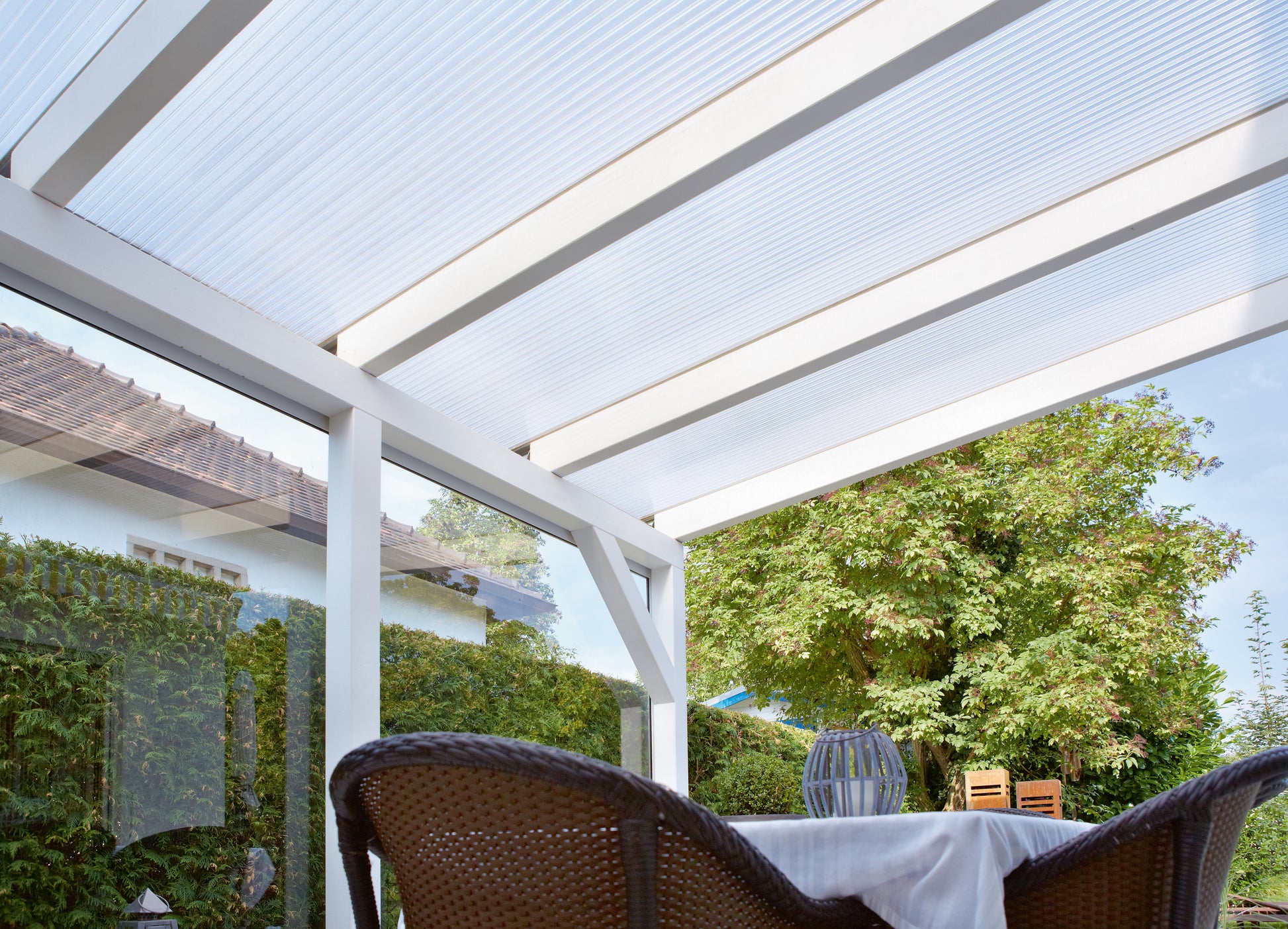 kf-handel.net GmbH-16mm Stegplatten Komplettset Polycarbonat 3-fach opal-weiss - Alu-Alu-Profil-Stegplatten Komplettset PC opal-weiß-Stegplatten-Guenstig.de