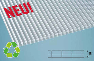 16mm Stegdreifachplatten klar POLYCARBONAT Blueline Recycling