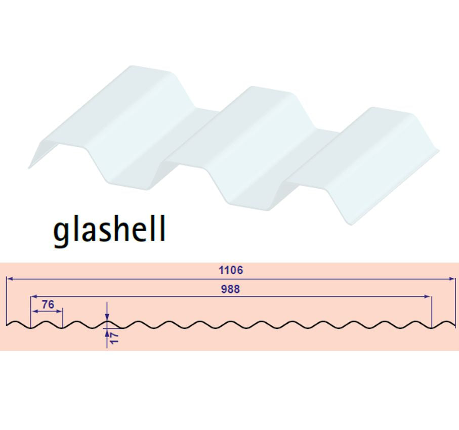 ONDEX - Lichtplatte Sinuswelle 76/18 - farblos - klar