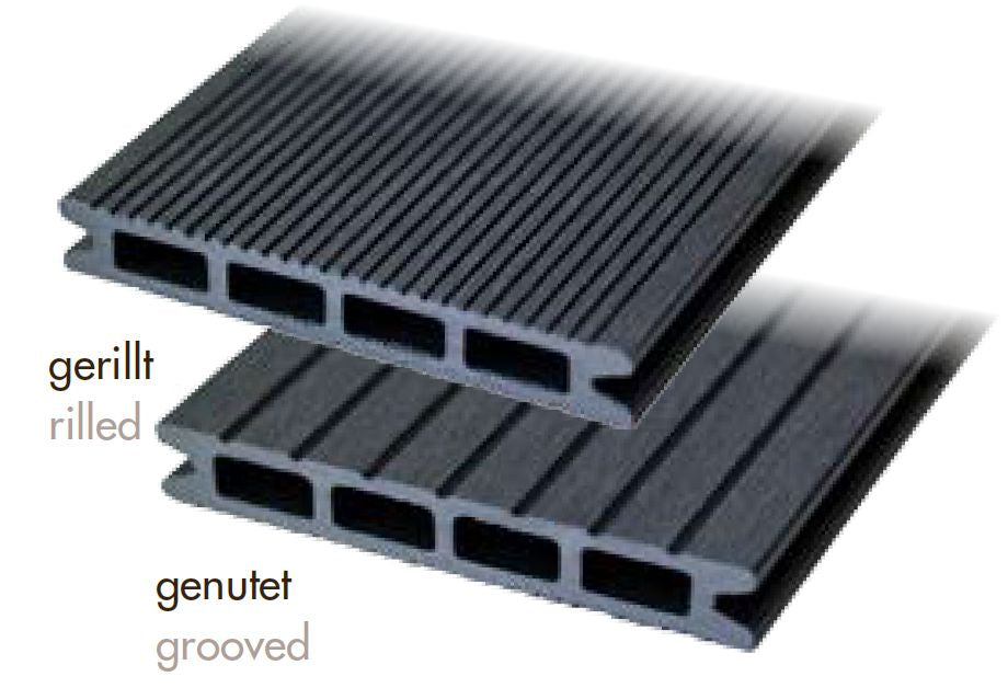 WPC Terrassendiele 22x146mm dunkelgrau gerillt / genutet HOLO 4