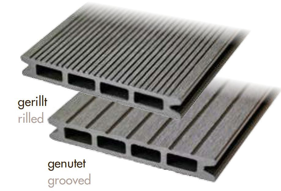 WPC Terrassendiele 22x146mm hellgrau gerillt / genutet HOLO 4