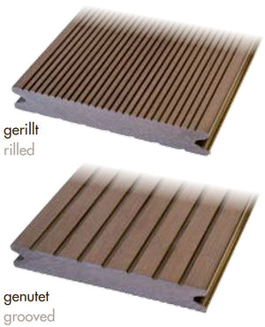 WPC Terrassendielen 22x143mm dunkelbraun massiv gerillt / genutet