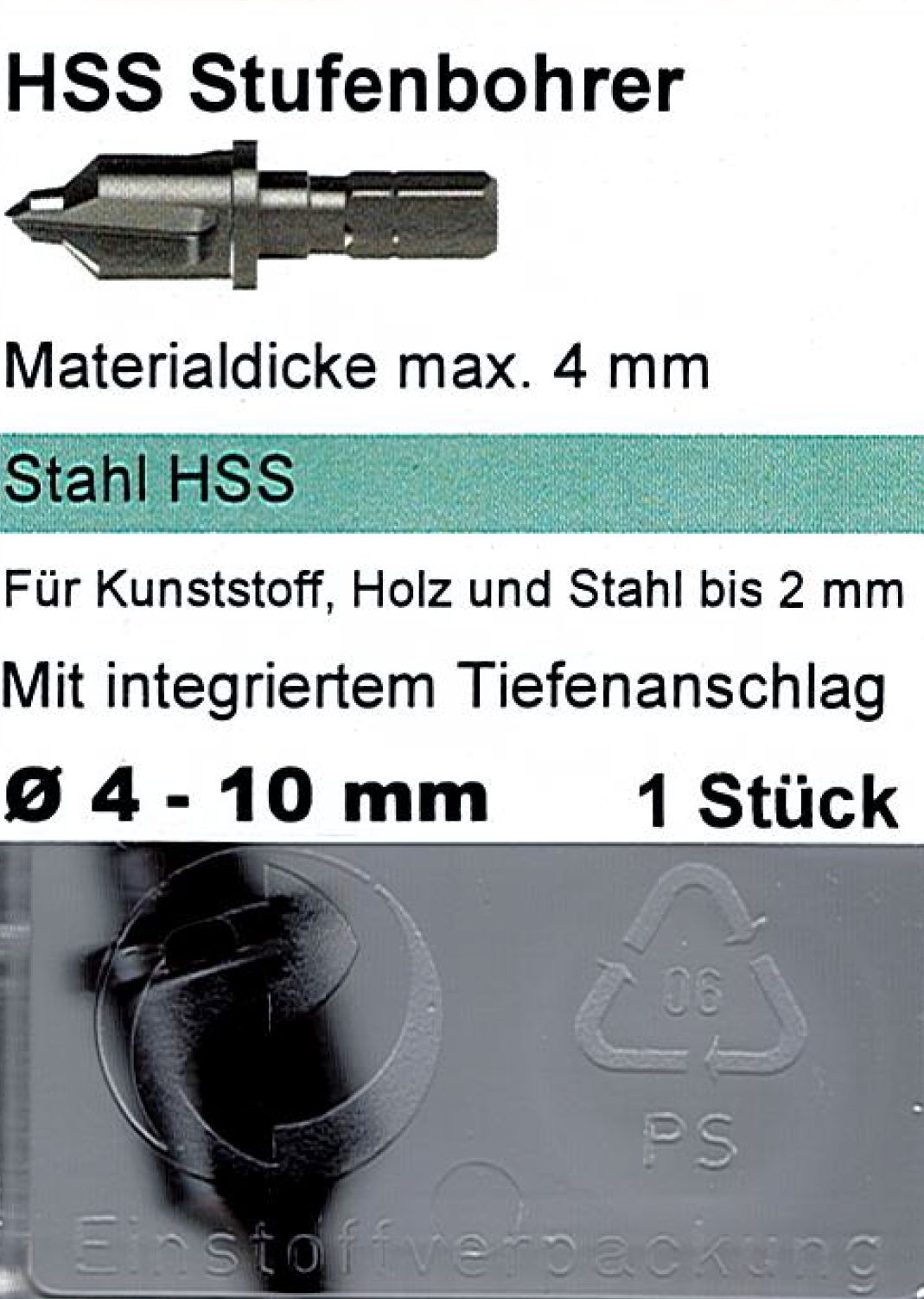 Stufenbohrer bis 10mm HSS Reisser Stahl - Materialdicke max. 4mm