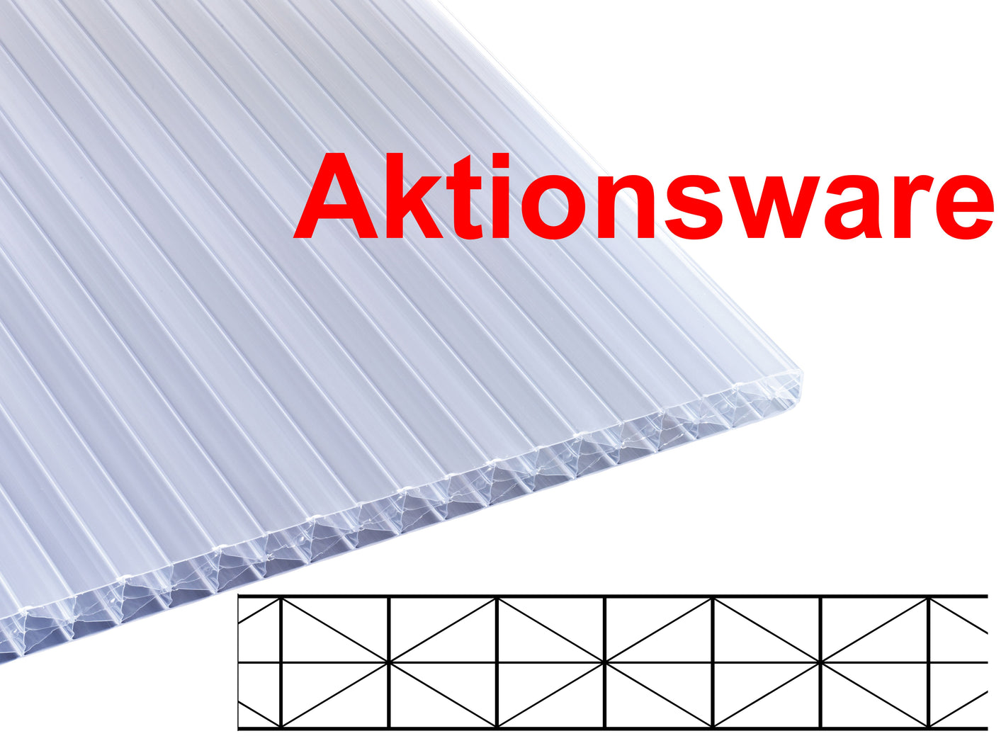 16mm Fachwerkplatte X-Struktur OPAL-weiß Polycarbonat AKTIONSWARE