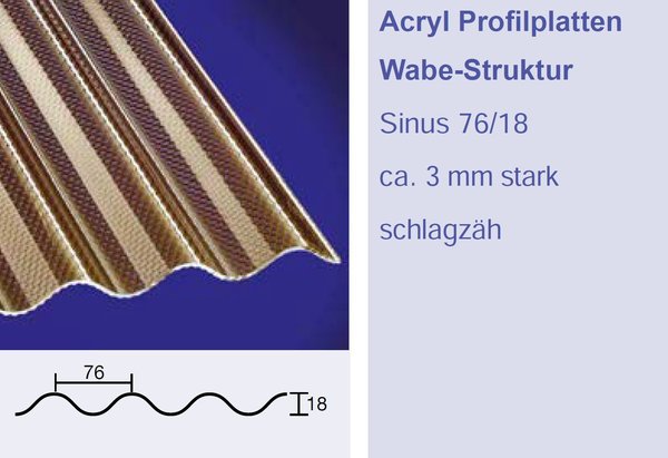 3mm ACRYLGLAS-Wellplatten 76/18 SINUS - bronze - WABE