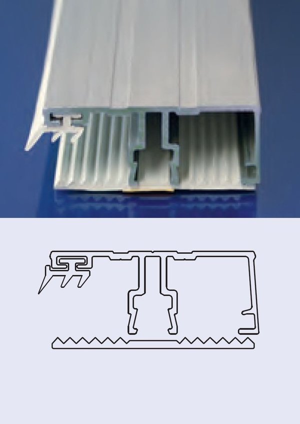 ALU-Deckprofil Randprofil preßblank inkl. Auflagegummi für 16mm Platten