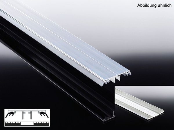 ALU-Verlegeprofil 8/10mm VSG Glas- Mittelprofil 60mm Breite - komplett inkl. Auflagegummi