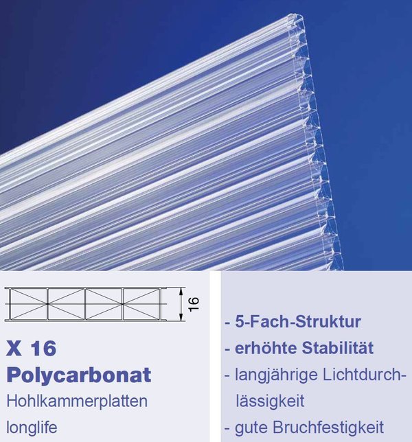 16mm X-Struktur Hohlkammerplatten - KLAR Fachwerkplatte
