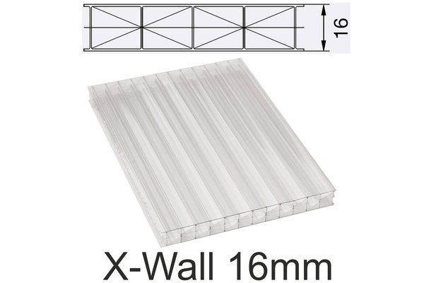 16mm X-STAR Hohlkammerplatten - weiß-opal - Typ X16 Fachwerkplatte