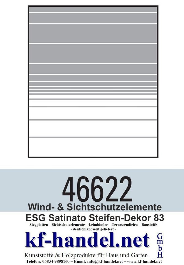 ESG Satinato weiß Modell 83 Sichtschutz / Windschutz 8mm div. Abmessungen