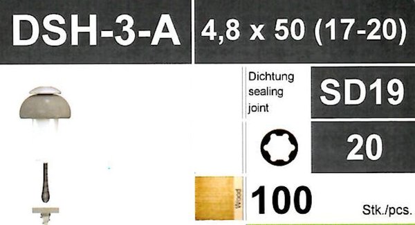 Abstandsset 100 Stück für Wellplatten DSH-3-A Holz Distanzspreizhülse Reisser