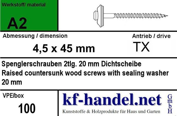 Abstandhalter - Set Trapez 70/18 Wellplatten + 4,5x45mm V2A Schrauben 100 Stück