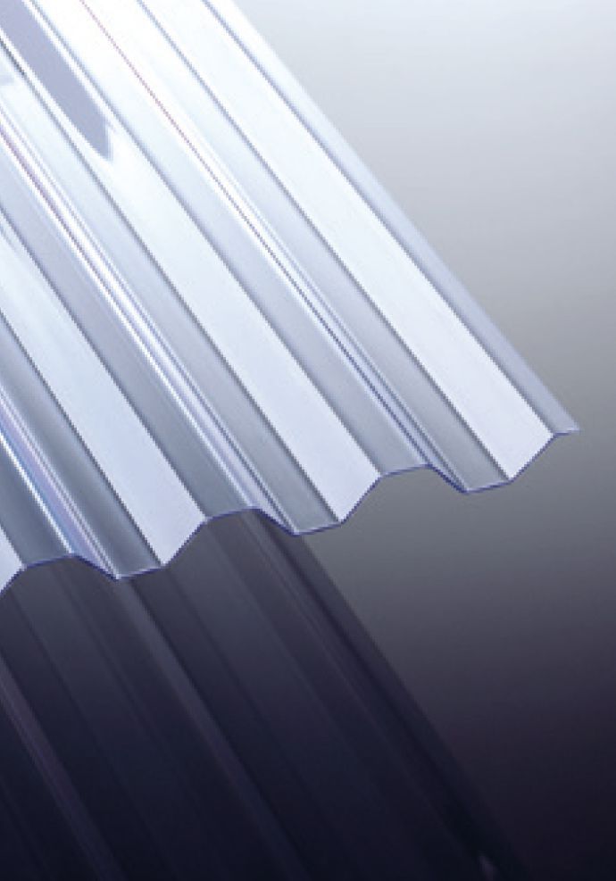6,62 €/qm PVC Lichtplatten Trapez 70/18 1mm klar/bläulich Sonderposten 