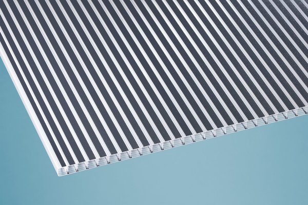 16mm Hohlkammerplatten klar/anthrazit Polycarbonat Typ gestreift 16 Zebraplatte