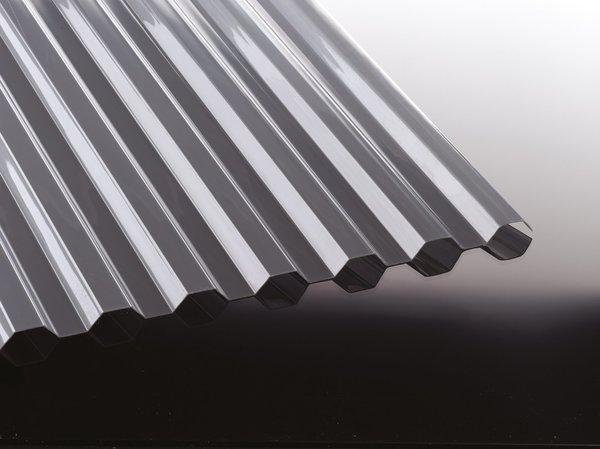 1,0mm Polycarbonat - Lichtplatten silbergrau Spundwand Trapez 76/18 Heatbloc